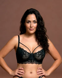 Linsori Midnight Lace Soft Cup Bra 4 Plus Size - Front view 