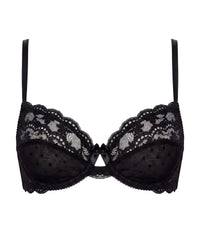 Linsori Noir Polka Dot Soft Cup Piece Plus Size - White background view