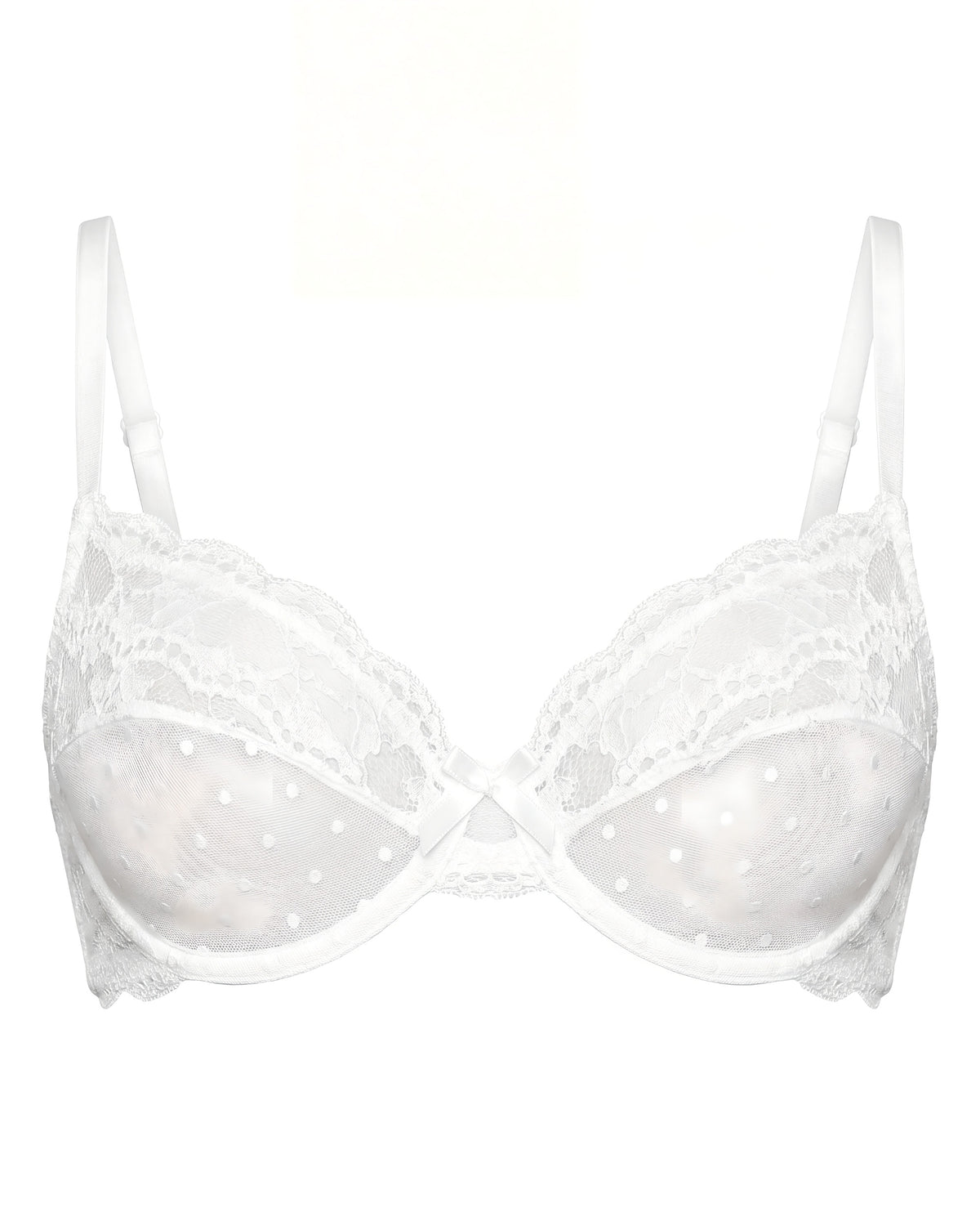 Linsori Pearl Polka Dot Soft Cup Piece Plus Size - White background view