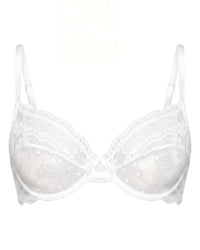 Linsori Pearl Polka Dot Soft Cup Piece Plus Size - White background view