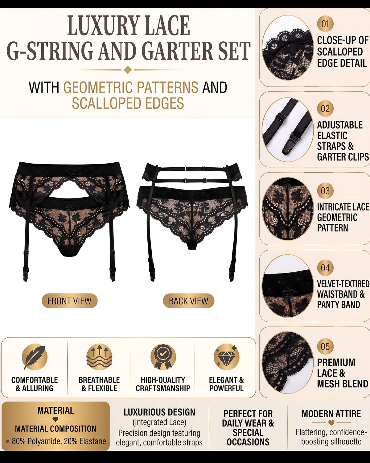 Polka Dot Noir Suspender Belt Plus Size