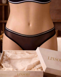 Linsori Noir Sheer Heart Brief - Mannequin View