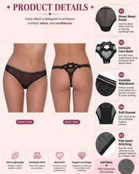 Linsori Noir Sheer Heart Brief -  Product detail view