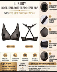 Linsori Noir Embroidered Soft Cup Bra Plus Size -  Product detail view