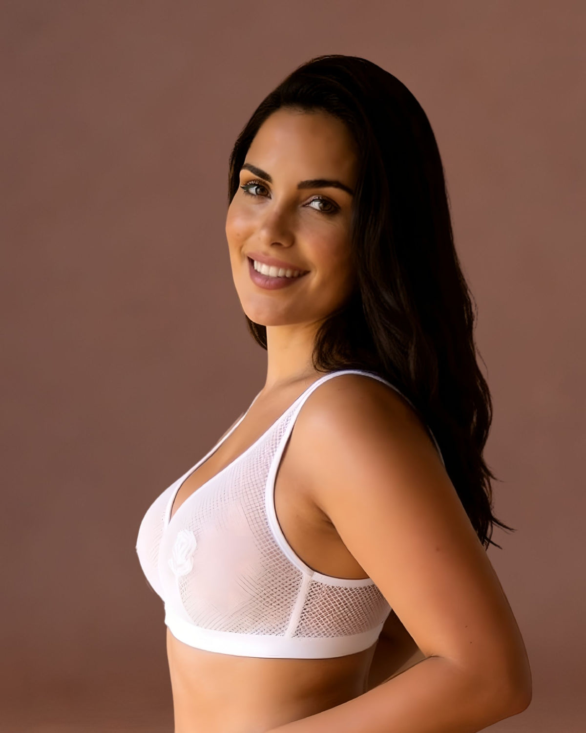 Linsori Ivory Embroidered Soft Cup Bra Plus Size - Close-up view