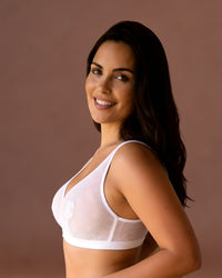 Linsori Ivory Embroidered Soft Cup Bra Plus Size - Close-up view