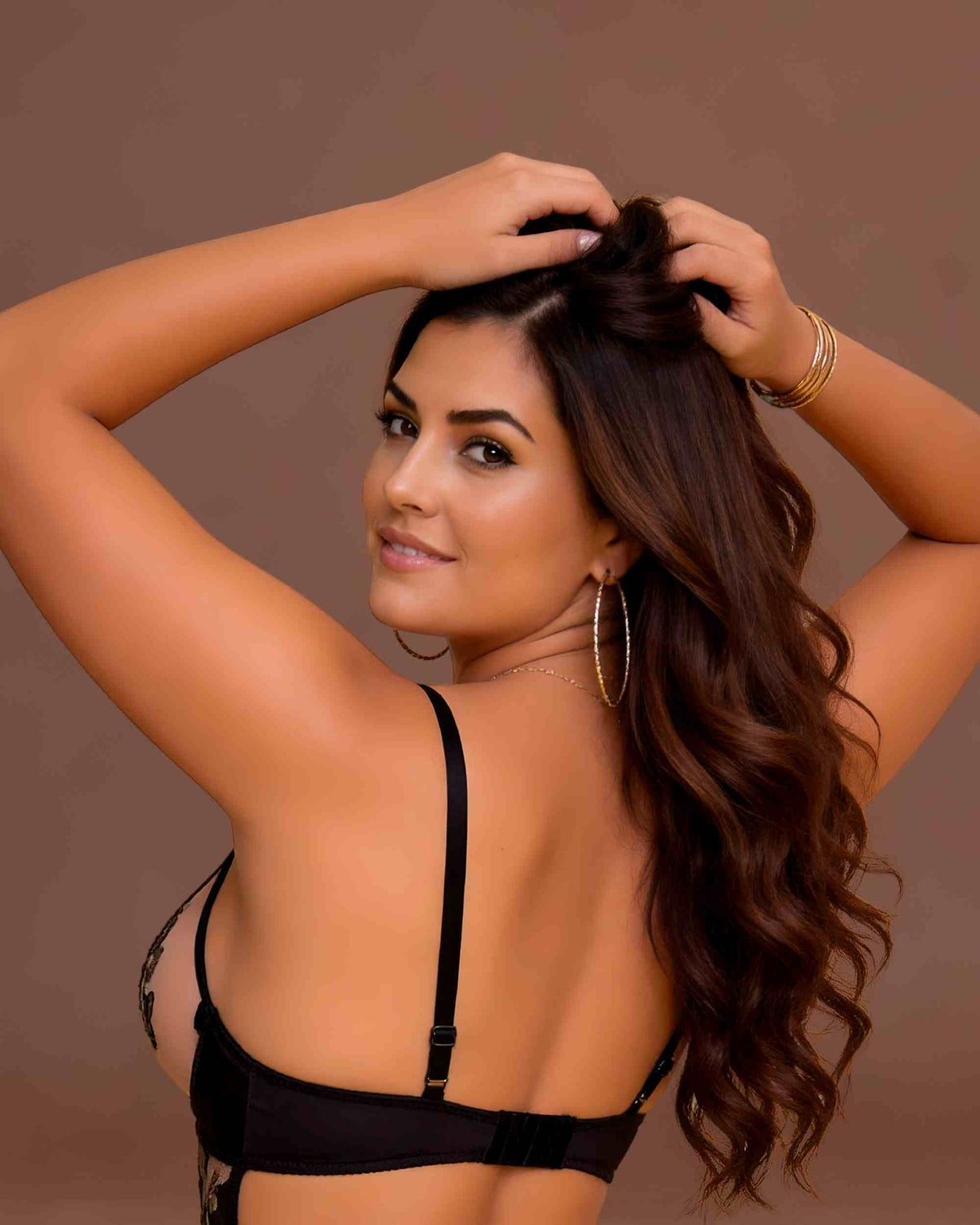 Linsori Noir Henna Soft Cup Bra Plus Size Bridal -  back view