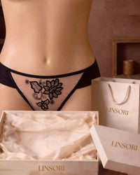 Linsori Noir Henna Embroidered Brief Bridal - Mannequin View