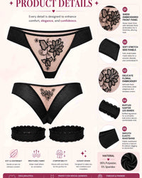 Linsori Noir Henna Embroidered Brief Bridal -  Product detail view