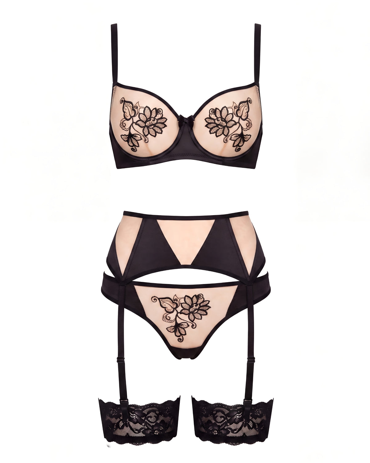 linsori - Henna Blossom Noir Thong Bridal - white background
