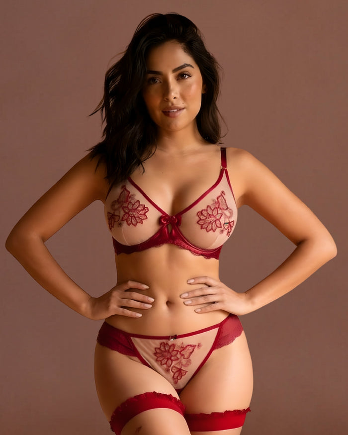 linsori - Claret Henna Soft Cup Bra Plus Size - front view