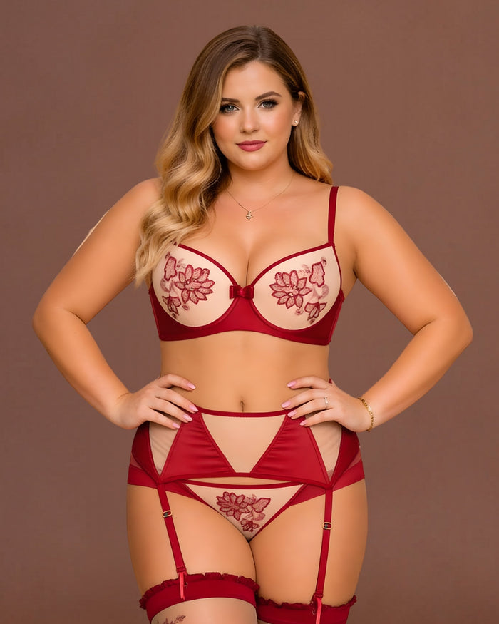 linsori - Henna Blossom Claret Thong Bridal - front view