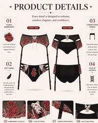Linsori Natali Floral Embroidered Suspender Belt -  Product detail view