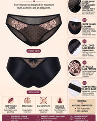 Linsori Noir Rose Embroidered Brief -  Product detail view