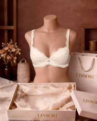 Linsori Ivory Scalloped Lace Push Up Plus Size - Mannequin View