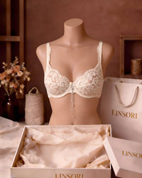 Linsori Ivory Scalloped Soft Cup Bra Plus Size - Mannequin View