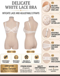 Linsori Ivory Scalloped Soft Cup Bra Plus Size -  Product detail view