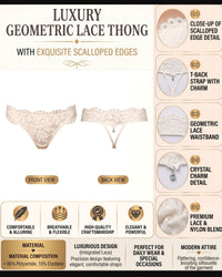Linsori Ivory Scalloped Lace Thong -  Product detail view