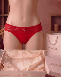 Linsori Scarlet Scalloped Lace Brief -Mannequin View 