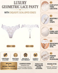 Linsori Pearl Scalloped Lace Thong -  Product detail view