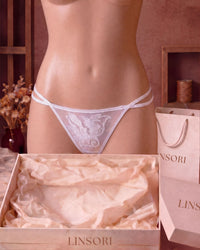 Linsori Pearl Embroidered Tulle Thong Bridal - Mannequin View