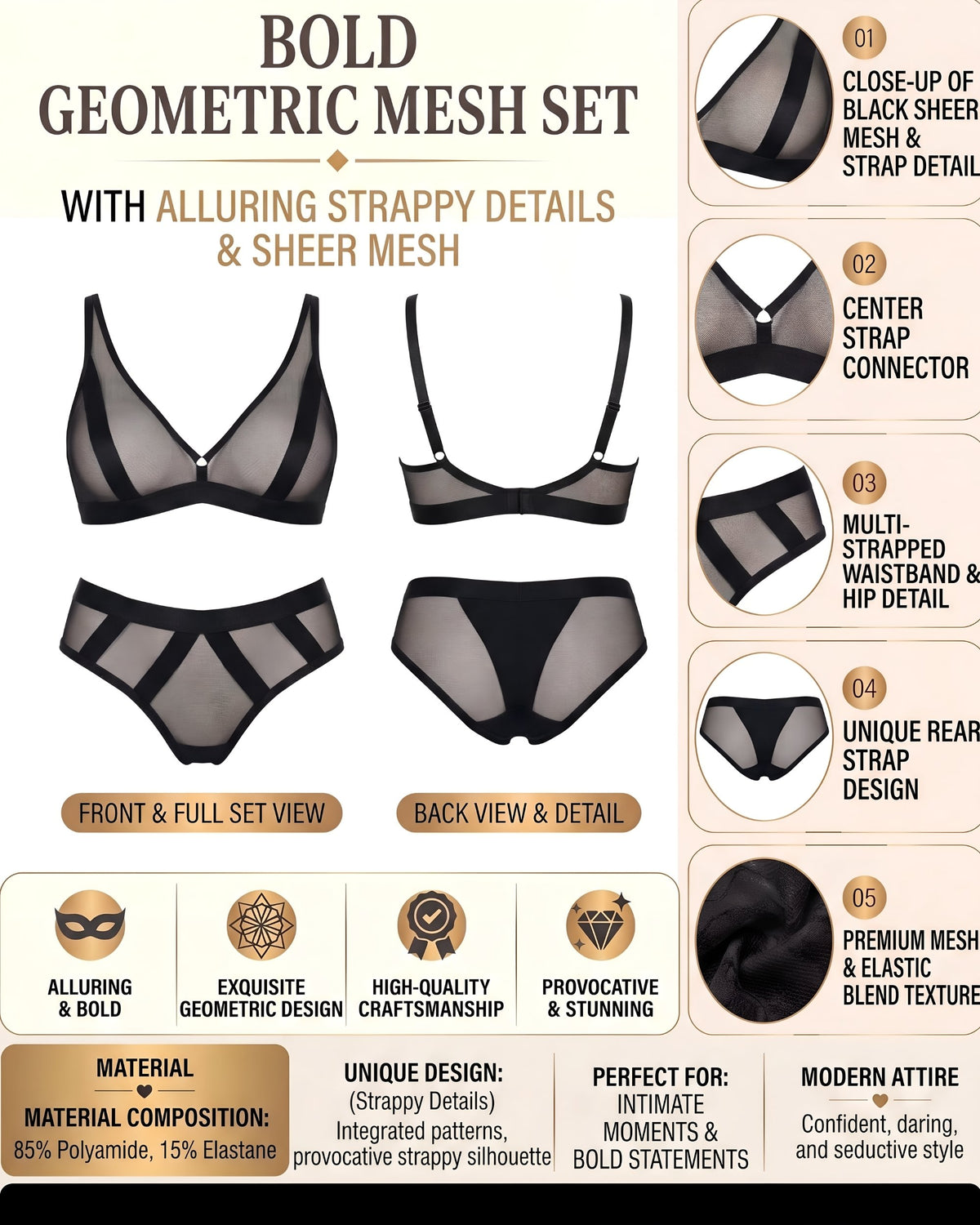 Linsori Bare Geometric High-Waist Brief -  Product detail view