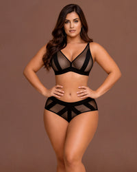 Linsori Noir Geometric High-Waist Brief - Front view 