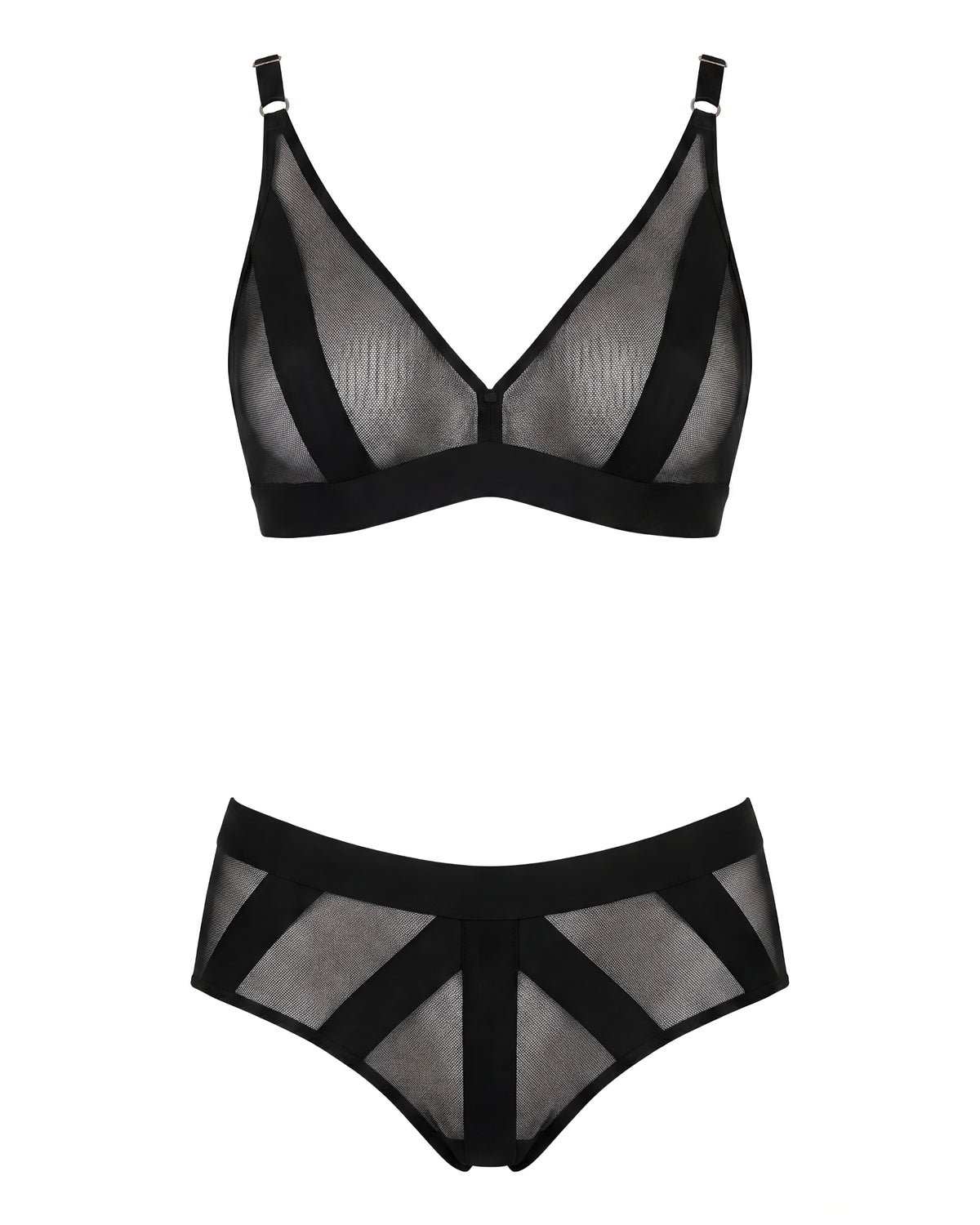 Linsori Noir Geometric High-Waist Brief - White background view