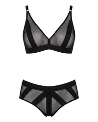 Linsori Noir Geometric High-Waist Brief - White background view