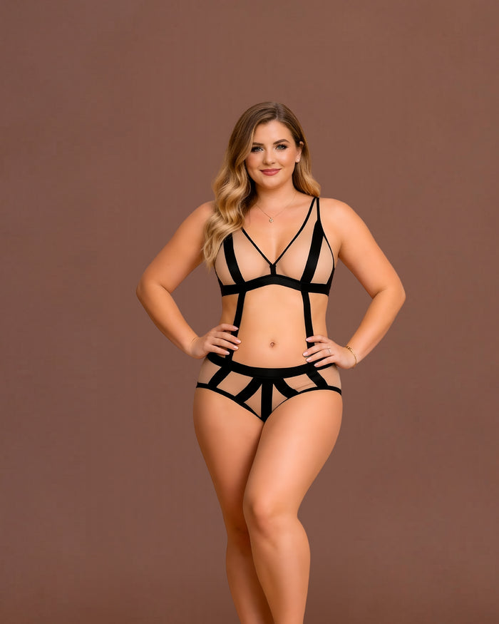 Linsori Bare Geometric High-Waist Thong - Front view 