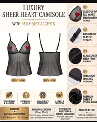 Linsori Heart Embroidered Noir Tulle Top Plus Size -  Product detail view