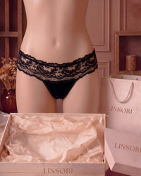Linsori Noir Cutout Lace Brief Sefia - Mannequin View