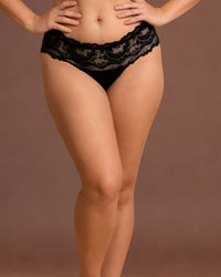 Linsori Noir Cutout Lace Brief Sefia - Front view 