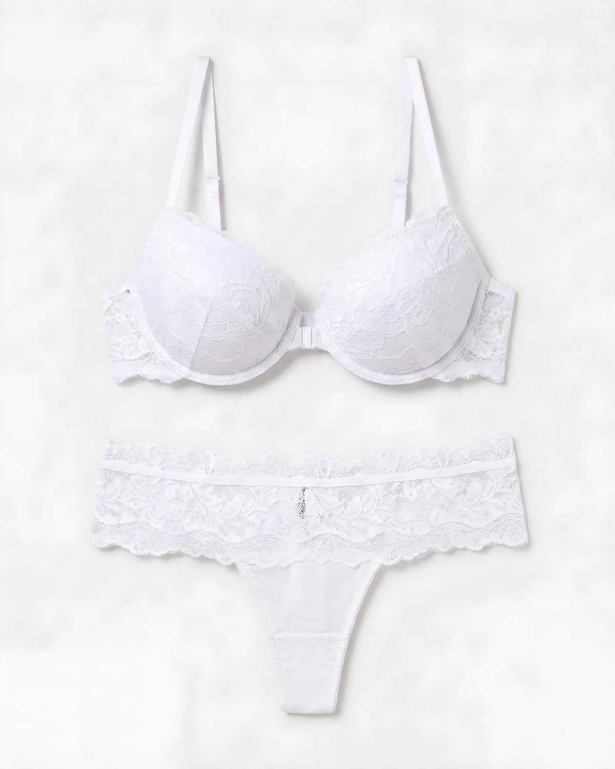 Linsori Pearl Diamante Halter Push Up Plus Size - White background view 