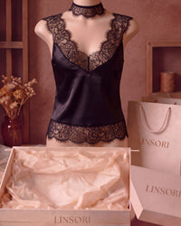 Linsori Noir Eyelash Lace Shirt Piece - Mannequin View
