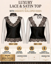 Linsori Noir Eyelash Lace Shirt Piece -  Product detail view