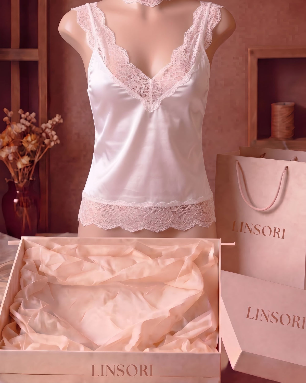 Linsori Blanc Eyelash Lace Shirt Piece - Mannequin View