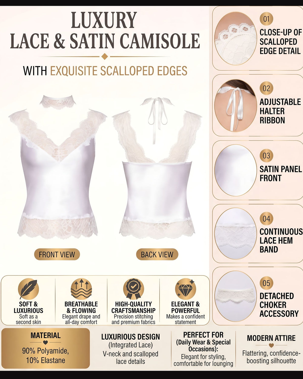 Linsori Blanc Eyelash Lace Shirt Piece -  Product detail view