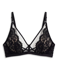 Linsori Noir Floral Jewel Bralette Plus Size - White background view