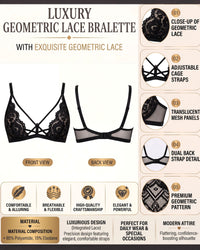 Linsori Noir Floral Jewel Bralette Plus Size -  Product detail view