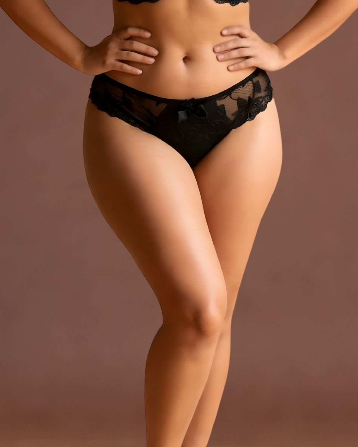 Linsori Midnight Floral Embroidered Brief - Front view 