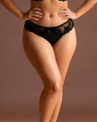 Linsori Midnight Floral Embroidered Brief - Front view 