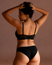 Linsori Midnight Floral Embroidered Brief -  back view