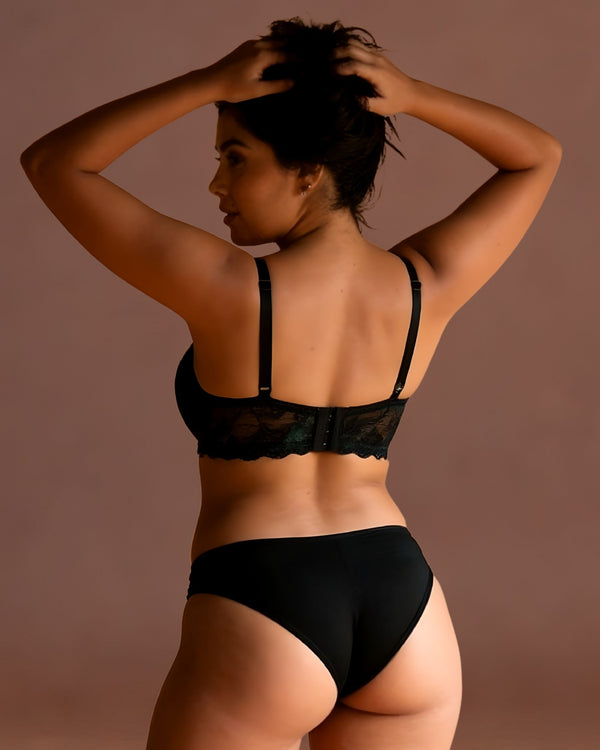 Linsori Midnight Floral Embroidered Brief -  back view