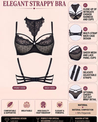 Linsori Noir Lace Push Up Floral Lace Bra Plus Size  - Product detail view