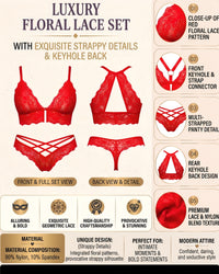 Linsori Scarlet Lace Half Cor Floral Lace Set -  Product detail view