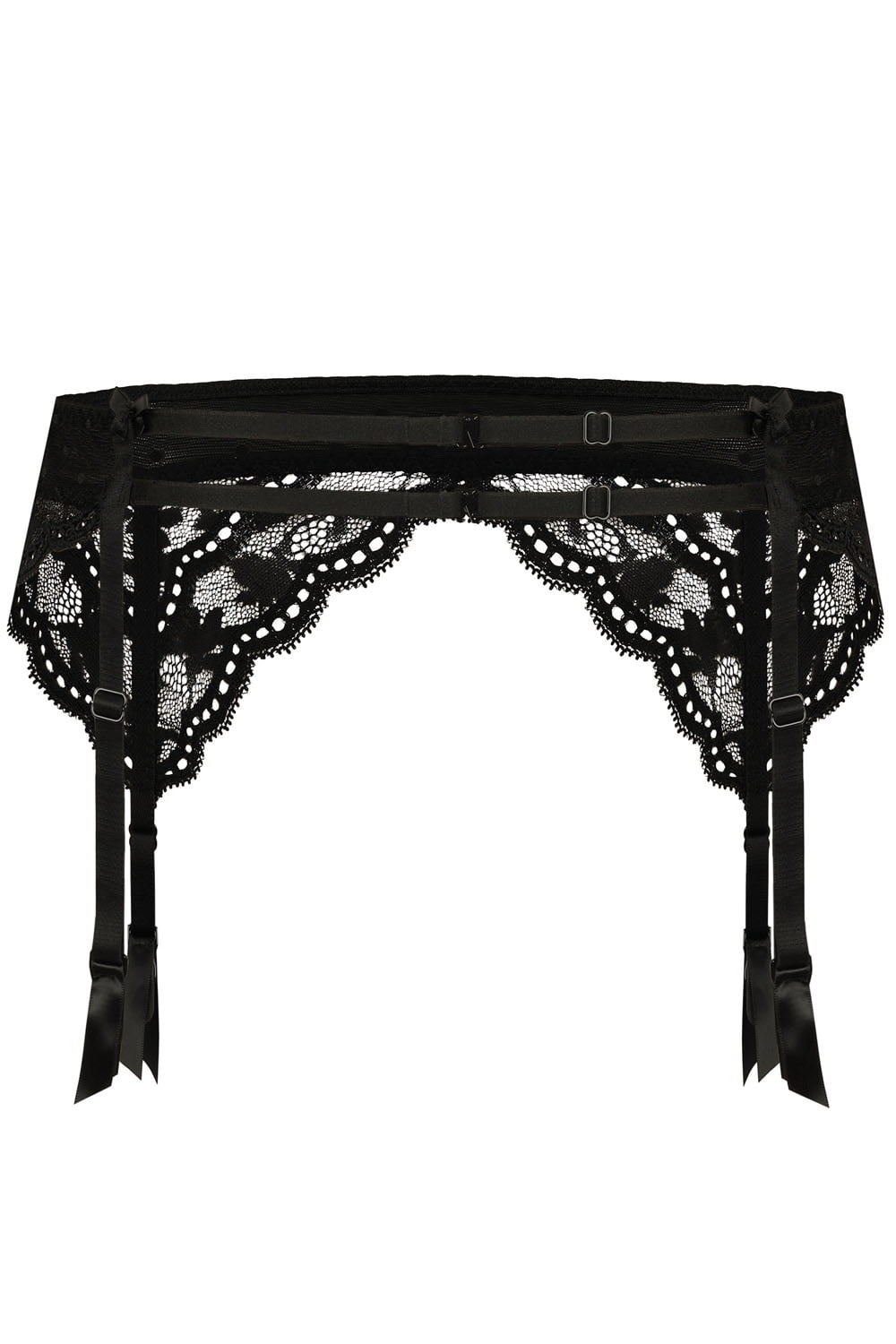 Linsori Polka Dot Noir Suspender Belt - styled view