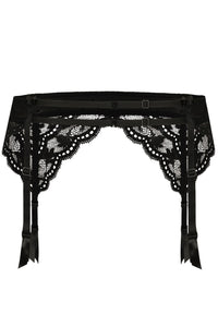 Linsori Polka Dot Noir Suspender Belt - styled view