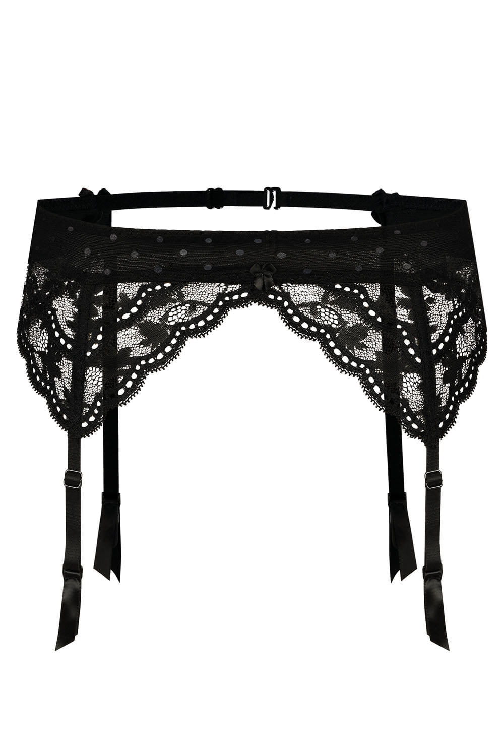 Linsori Polka Dot Noir Suspender Belt - side view