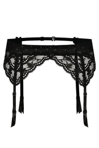 Linsori Polka Dot Noir Suspender Belt - side view